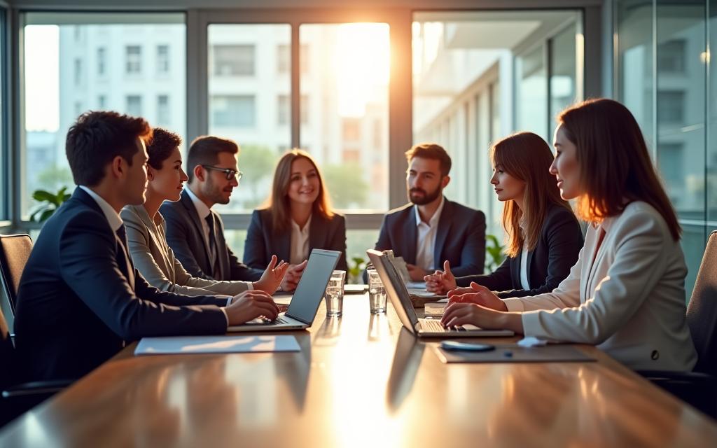 A diverse and professional team of HR consultants from Maple Hearth Talent in a meeting